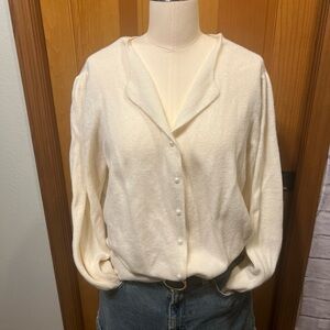 Y2K Lambswool Angora Pearl Cardigan l Eclectic Grandma l Med